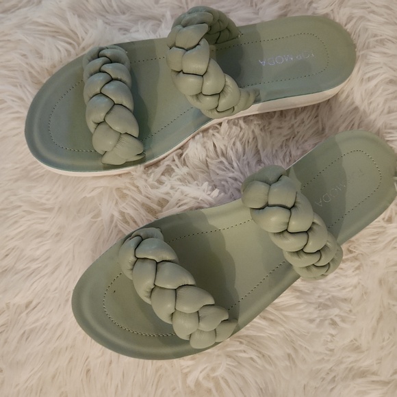 TOP MODA Mint  BRAIDED SLIDES NEW - Picture 7 of 11
